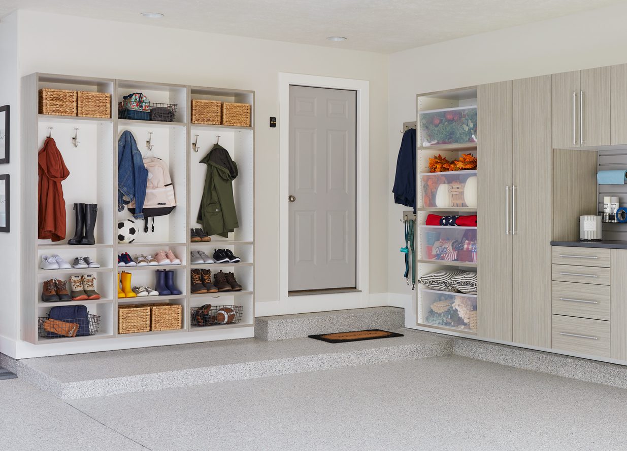 Mudroom reimagined in your garage from Inspired Closets