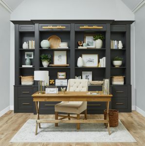 Home Office Shelves in Charcoal Color | Inspired Closets Miami