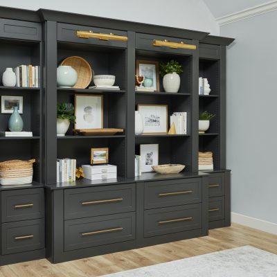 Home Office Shelves in Charcoal Color | Inspired Closets Miami