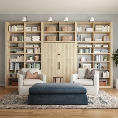 Murphy Bed solution with book shelves from Inspired Closets