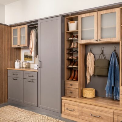 Laundry room and mudroom shared space with storage cubbies from Inspired Closets