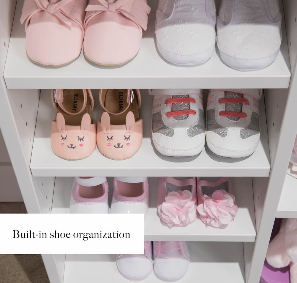 Built-in shoe organization for kids closes Inspired Closets