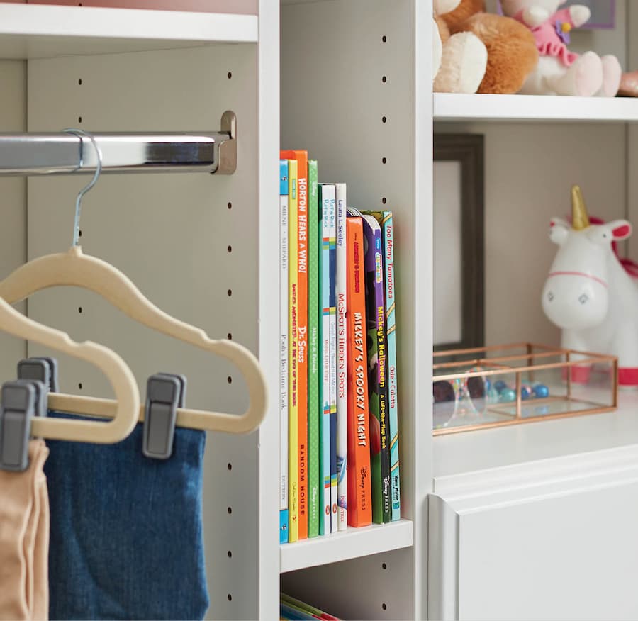 Create spaces for them to put items away in their closet