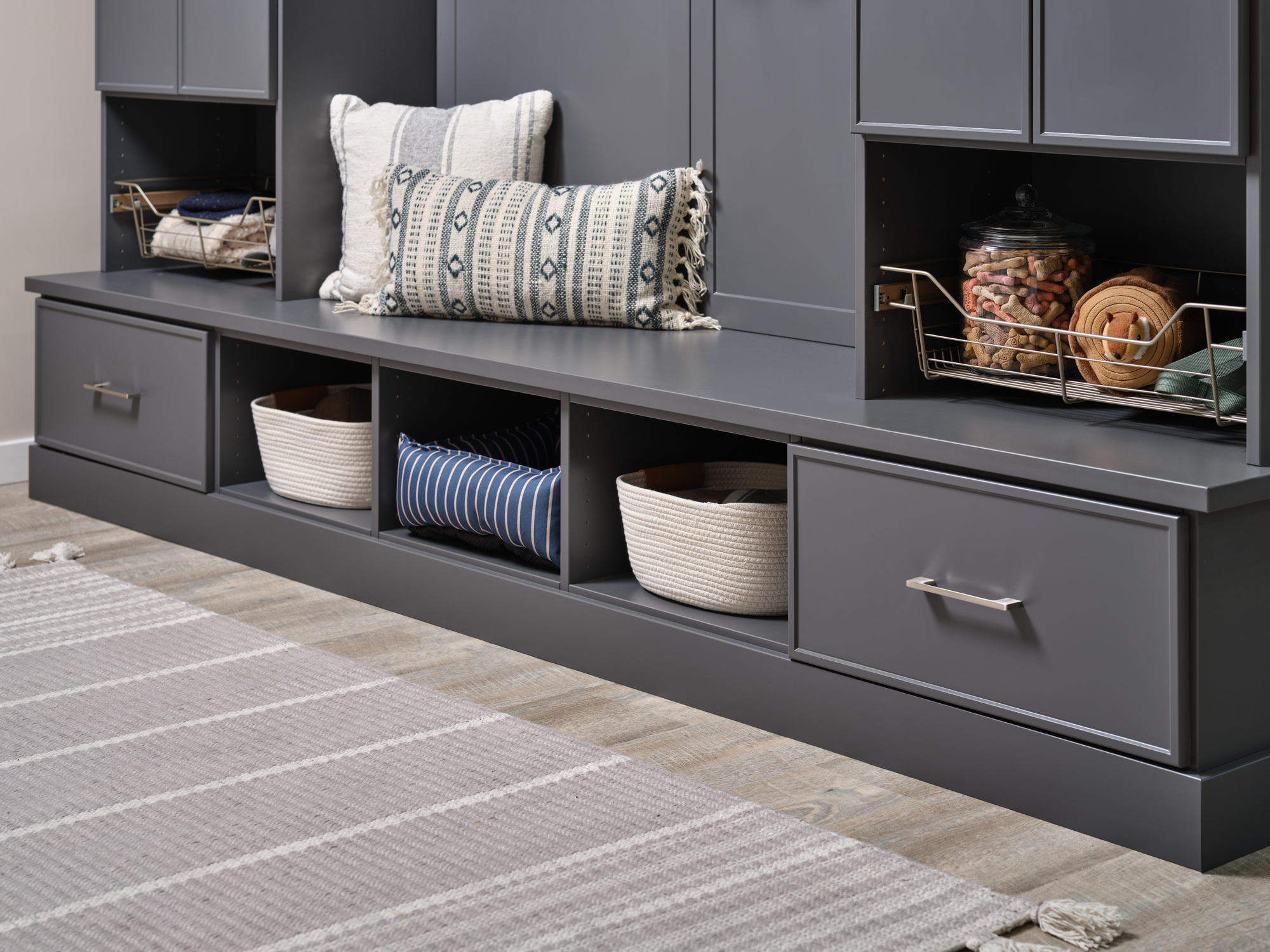 Mudroom bench and storage from Inspired Closets