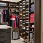Adjustable shoe storage and bag storage for men's walk-in from Inspired Closets