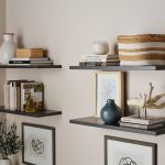 Charcoal floating shelves for a home office from Inspired Closets