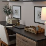 Two tone custom office desk in charcoal and new natural from Inspired Closets