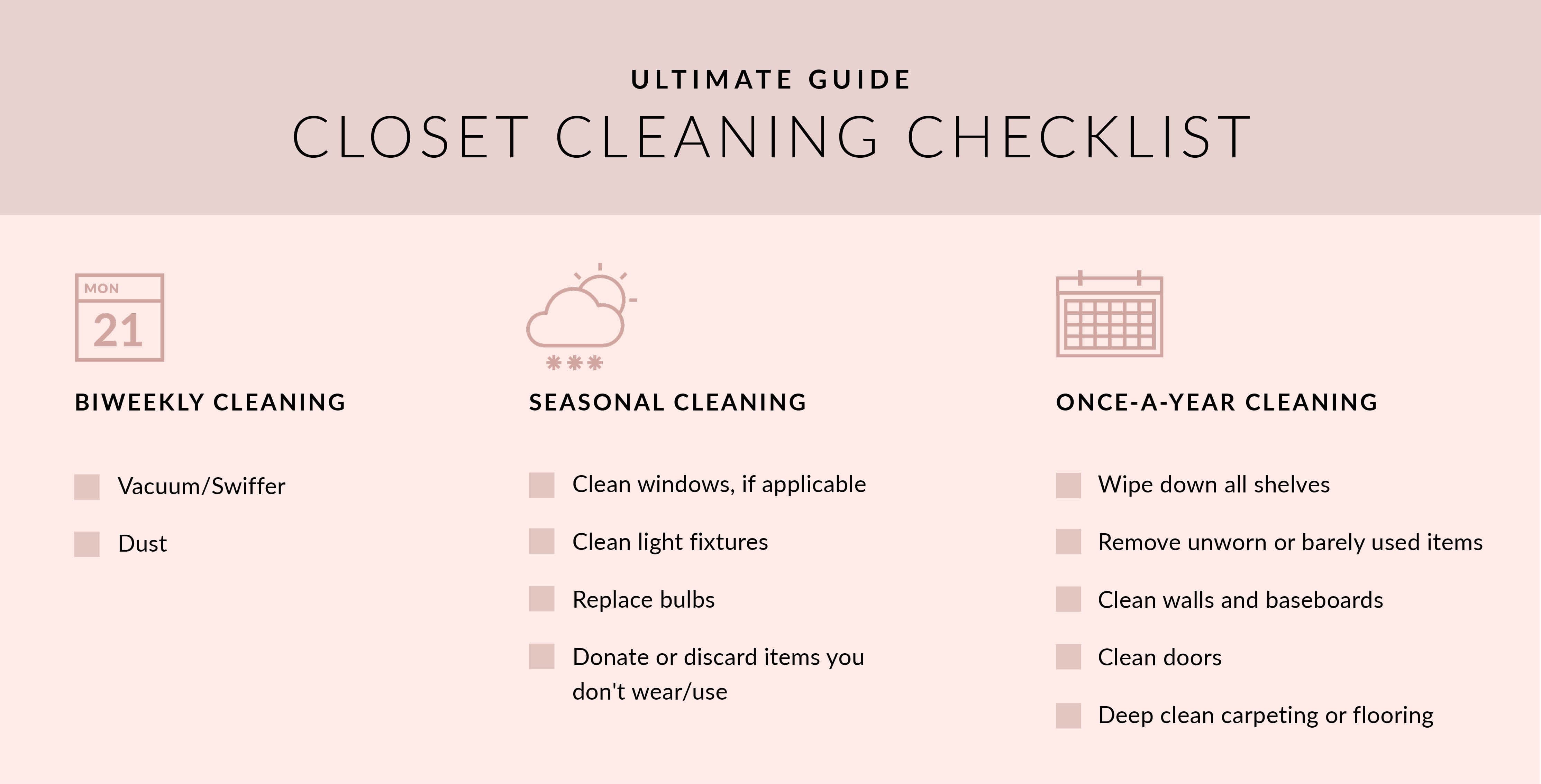 Closet Cleaning Checklist for Learning Center