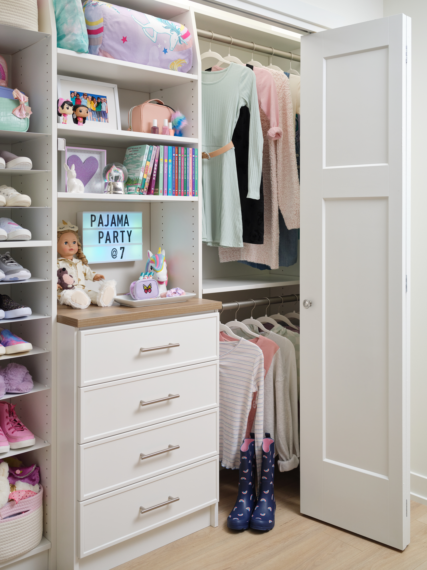 Hutch storage for little girls closet organizer