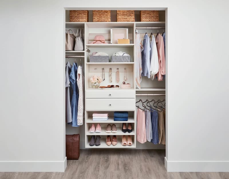 built in closet with overhead shelving