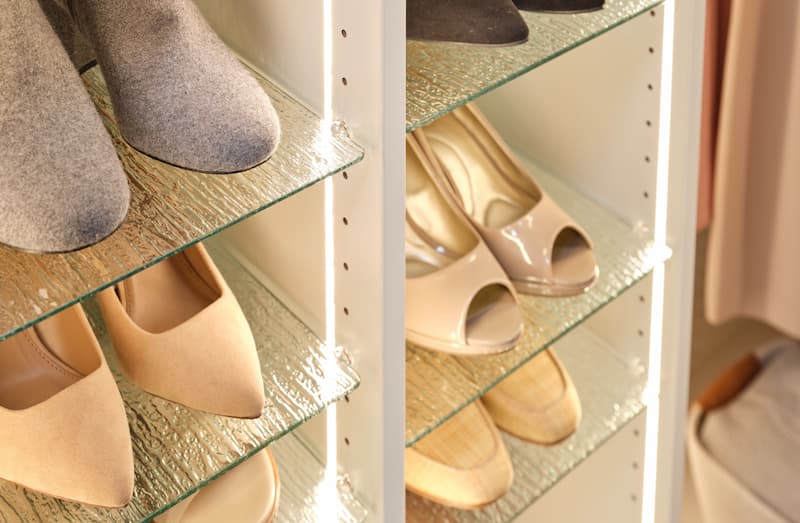 Shoes on Clear Shelfs