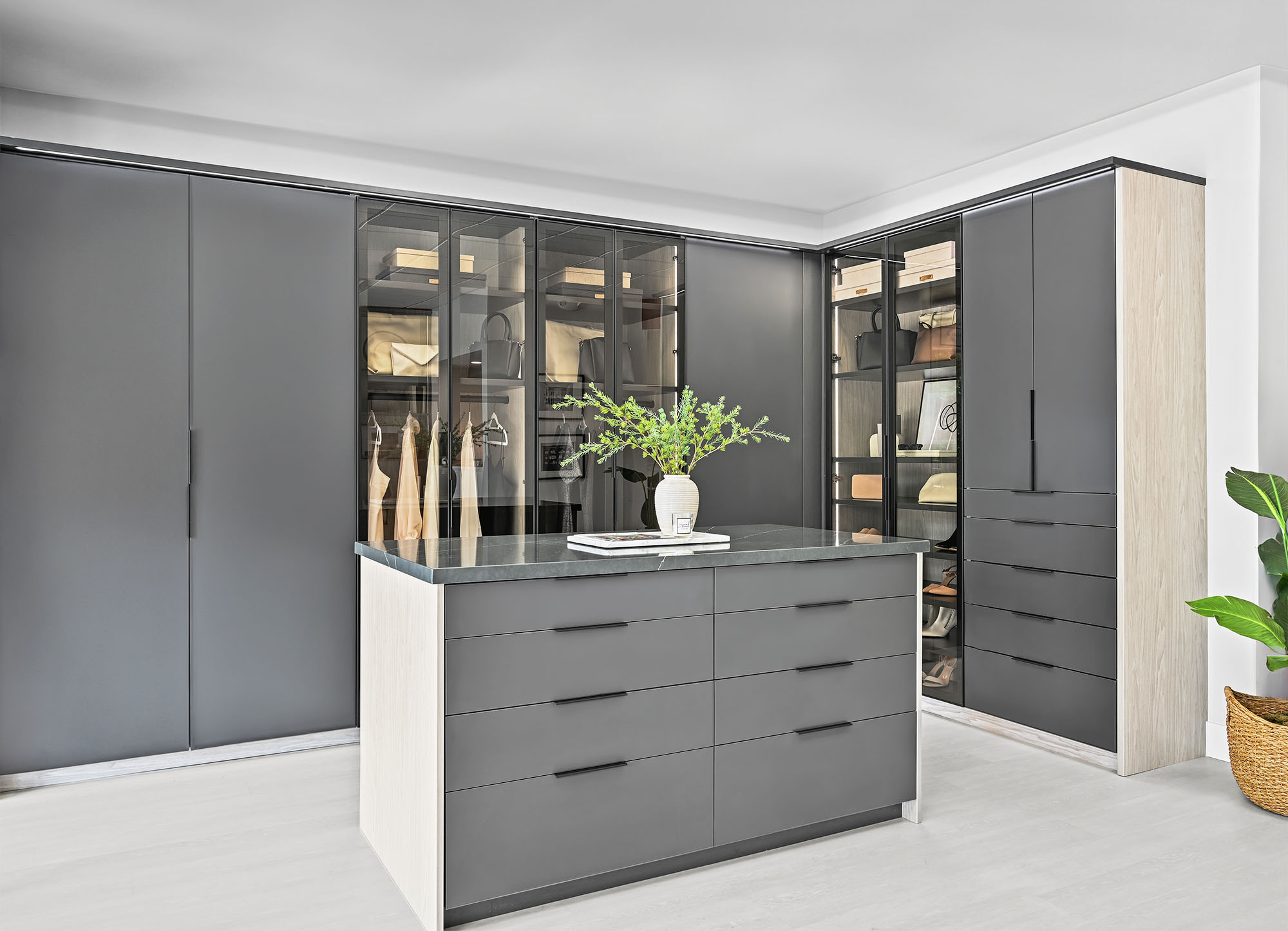 Charcoal finish boutique closet