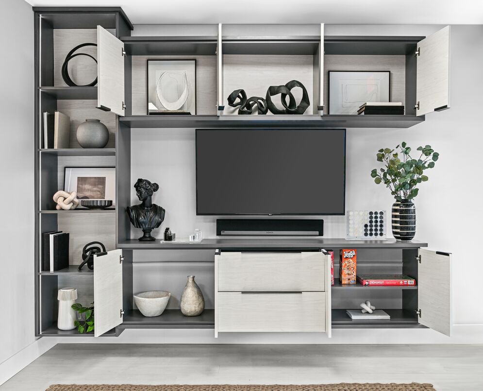 Entertainment center with storage for all of your games and decor