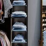 Shoe Shrine used to organize jeans in an Inspired Closets boutique closet.