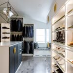 Slanted shoe organization in an Inspired Closets boutique closet.