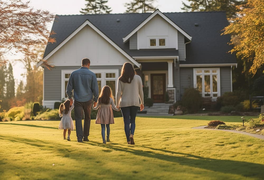 Family in front of Home