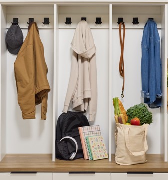 Hook Storage Hook storage in a white entryway