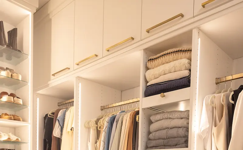 White Closet with Brass Hardware